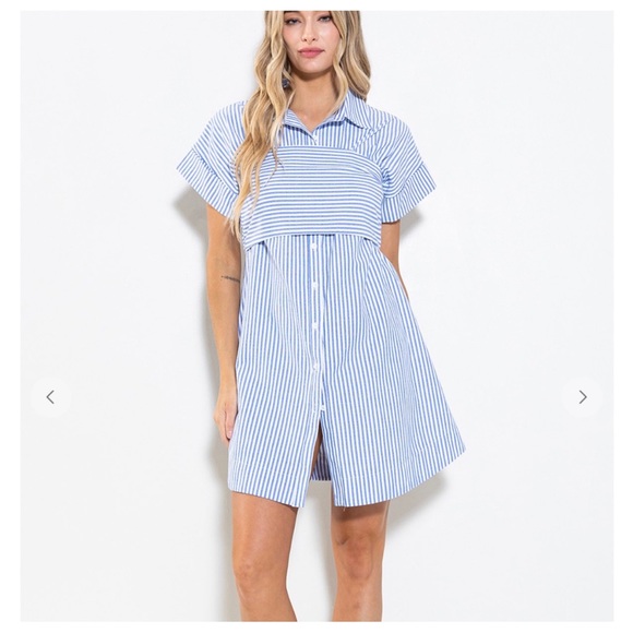 38 Boho 3 Way Wear Striped Copped Top and Shirts Set - Picture 3 of 7